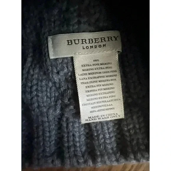 Burberry Youth Beanie Merino Wool Gray Size S/M